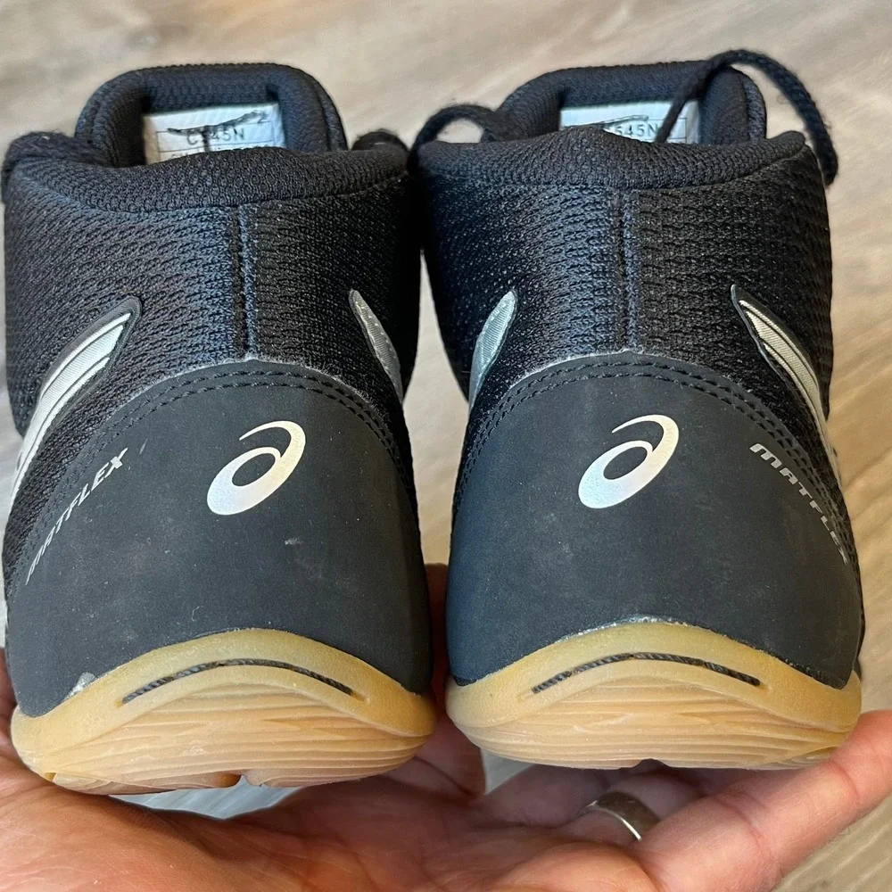 Asics Matflex 5 GS Wrestling Shoes Boxing Black Silver Gum Mens 5.5 EU 37